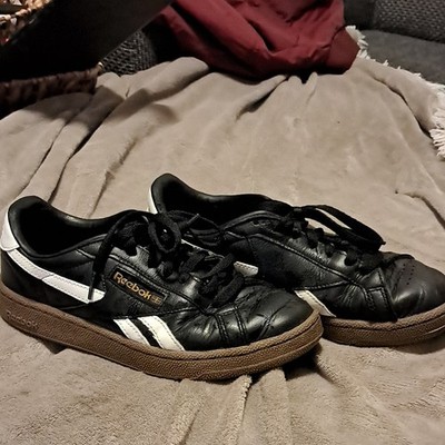 Reebok Classic Herren Sneaker Low Top Schnürung schwarz/weiß braune Sohle