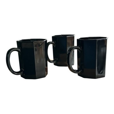 Arcopal France 3 Pcs Novoctime Octime Black Glass Mug Set Discontinued MCM