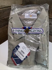 MBTA Flying Cross Short Sleeve Work Uniform Shirt Men 19.0/19.5  USA Silver Tan