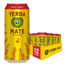 Yerba Mate Energy Drink, Revel Berry, 150mg Caffeine, 15.5 Oz, 12 Pack