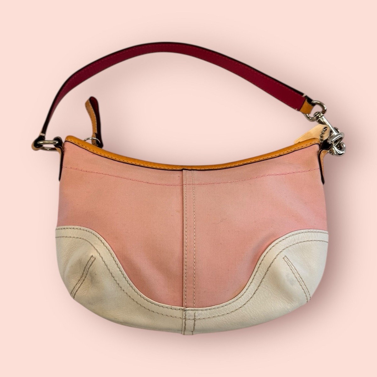COACH Y2K Vintage Signature Small Pink Hobo Shoulder Bag Purse