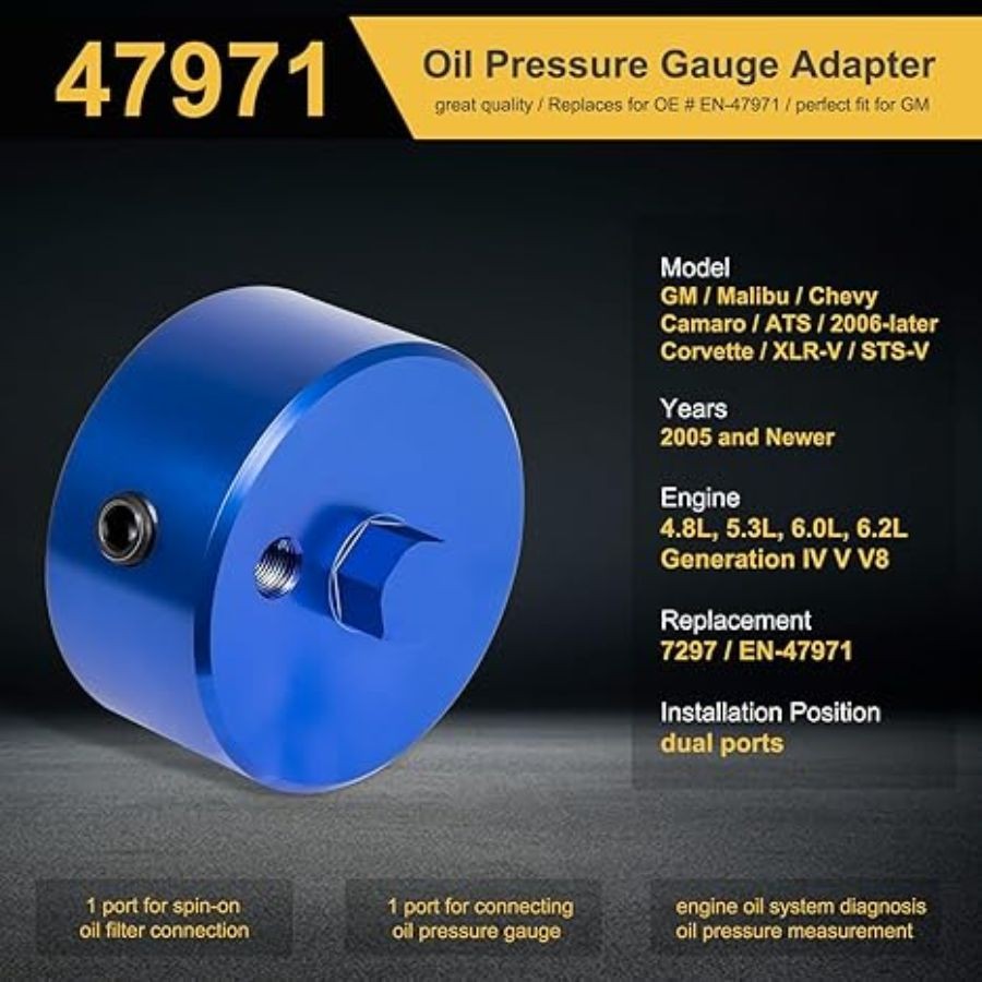 Oil Pressure Gauge Adapter & Oil Pressure Adapter for 4.8L, 5.3L, 5.7L, 6.0L.