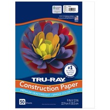 Tru-Ray Construction Paper 9x12 White, 50 Sheets
