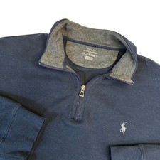 Polo Ralph Lauren Men's Navy Blue Quarter Zip Sweatshirt XL