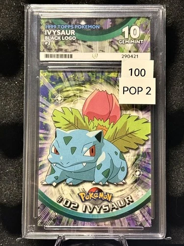 ACE 10 Topps Series 1 Pokémon Ivysaur Black Logo - Pop 2 UK SELLER