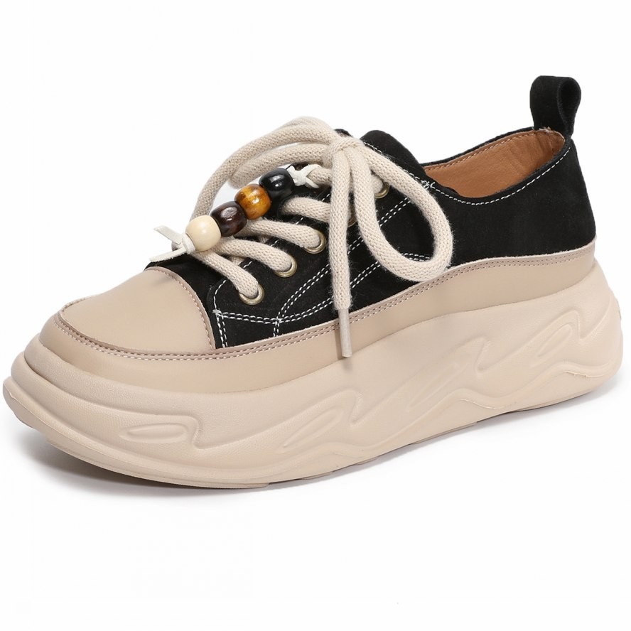 SAOLA Mocassini comodi donna vera pelle sneaker stringate ballerine Oxford suola spessa