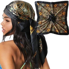 35 Large Satin Head Scarf for Women Silk Hair Scarf Solid Color Hair Bandana ...