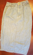 Eddie Bauer Denim Skirt Size 10 Long Maxi Modest Blue Back Slit