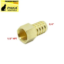  3/4" HOSE BARB X 1/2" FEMALE  Brass Pipe Fitting NPT Thread Gas Fuel Water
