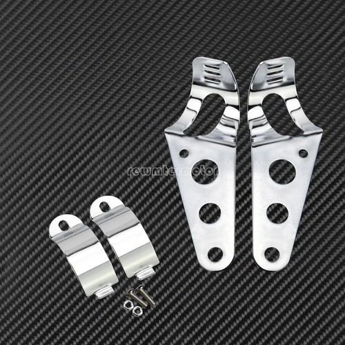 28mm-34mm Chrome Front Fork Ear Headlight Mount Brackets Motorcycle Chopper Cafe - Bild 3 von 8