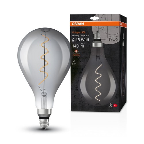 Osram Vintage 1906 LED Spiral Filament Large A160 4W (15W) Smoked E27 Extra Warm - Picture 7 of 12