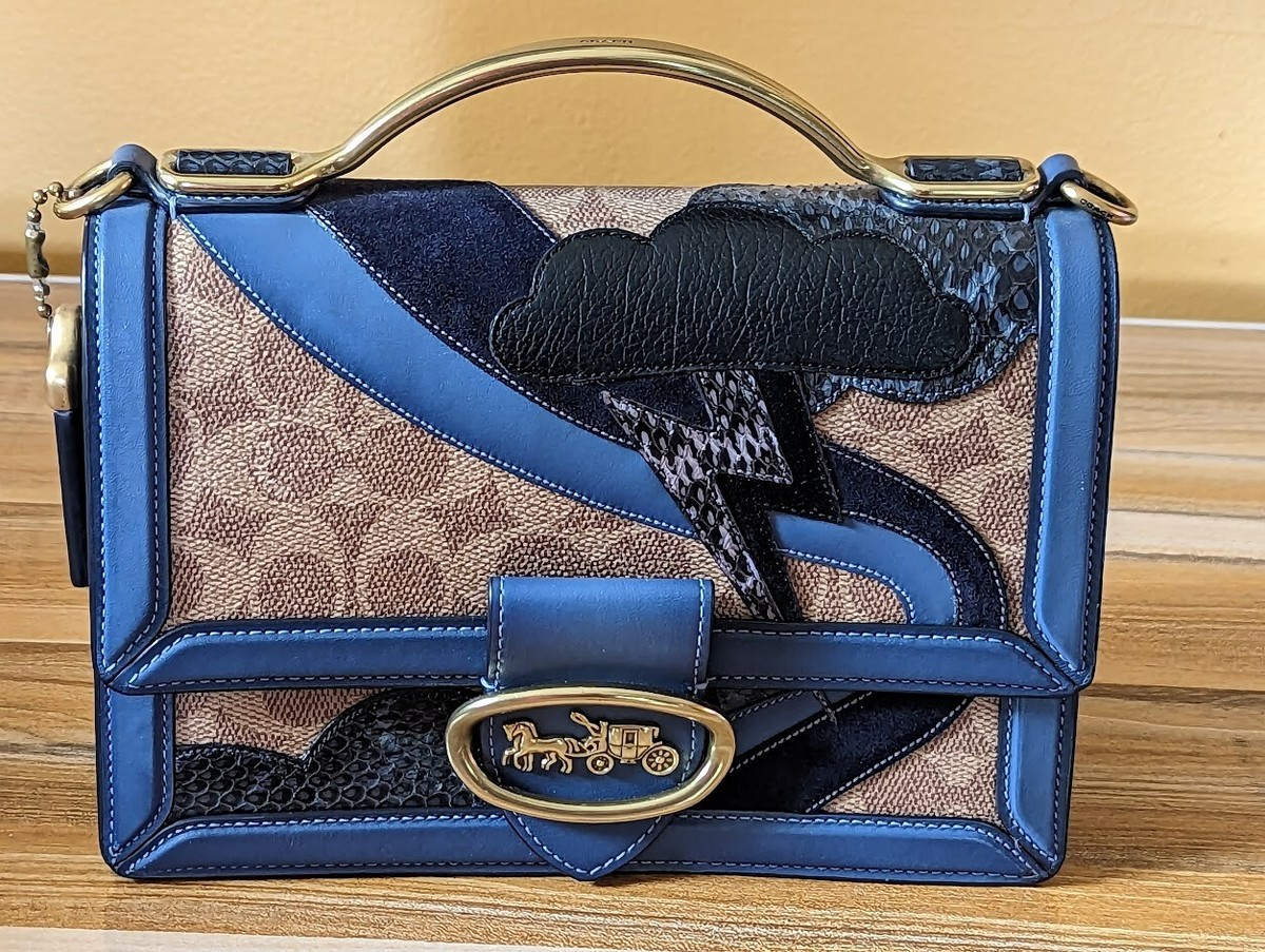 COACH RILEY TOP HANDLE 22 CANVAS W/ LIGHTNING CLOUD APPLIQUE