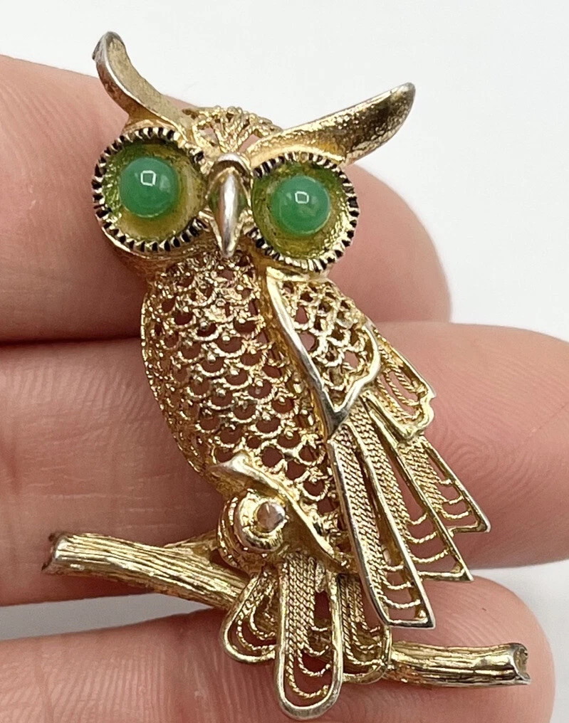 Vintage owl brooch pin deals