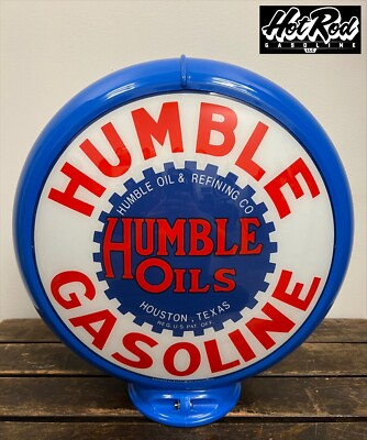 #ad HUMBLE GASOLINE Reproduction 13.5quot; Gas Pump Globe Blue Body $175.00