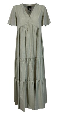 PRET A PORTER VENEZIA abito donna lungo quadretti vichy bianco