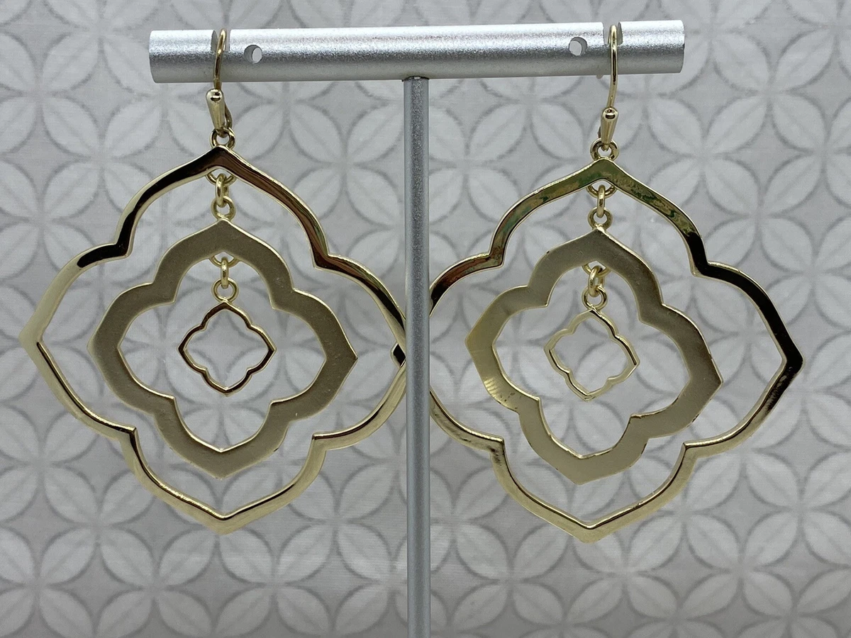 Kendra Scott Darenda Gold Statement logo Drop Earrings Original release
