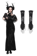 Dark In Love Women Black Gothic Punk Romantic Lace Embroidered Gloves