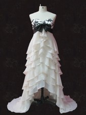 Gothic Wedding Dresses Sweetheart Sleeveless Applique Bow Tiered High Low Gowns