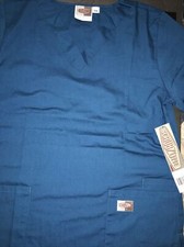 Scrubzone Landau Carribean Blue V-Neck Top Womens Small NWT New