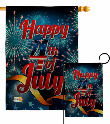 Happy 4th July Burlap Garden Flag Americana Fourth Decorative Gift Yard Banner