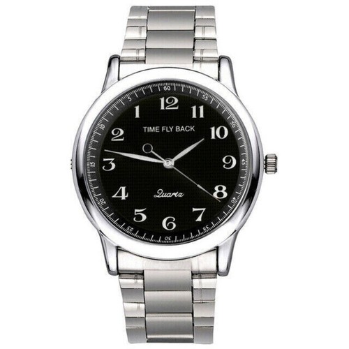 Orologio Indietro: Movimento Tempo Inverso, Unico Espositore Moda Cinturino Acciaio Orologio - Foto 2 di 11