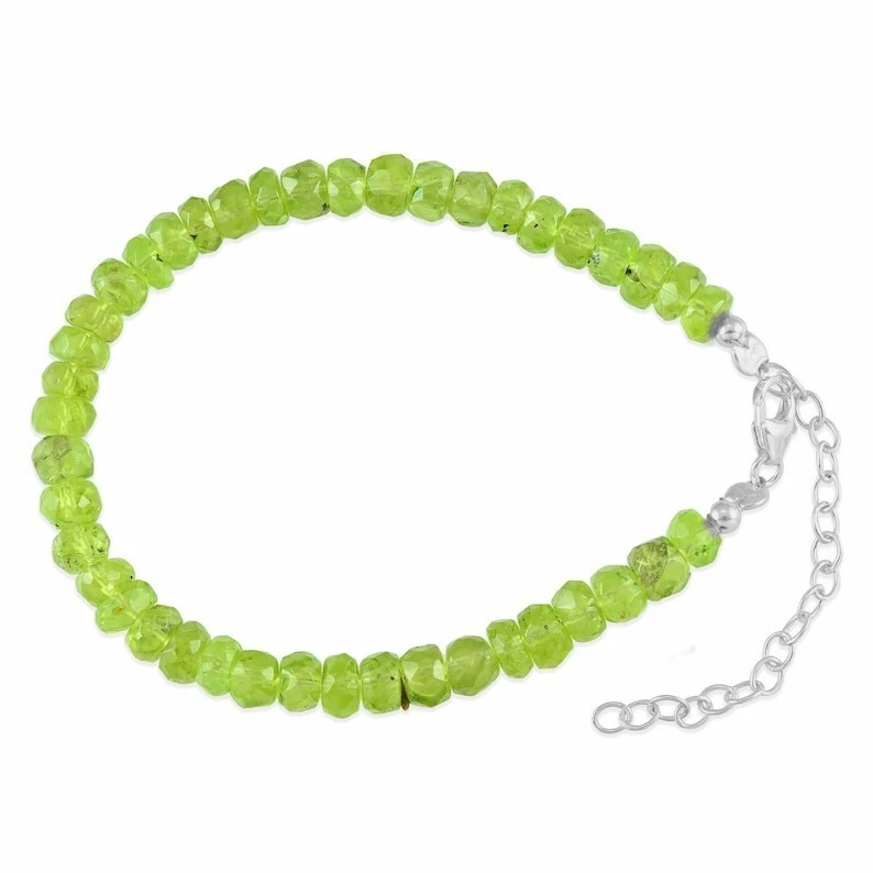 Zierliches Peridot facettiertes Rondell Edelstein Perlen Handarbeit 6-8 Zoll ... - Bild 3 von 4