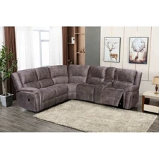 Brown Velvet Power Modular Recliner Sectional Sofa with 2 USB Port & Cup Holders