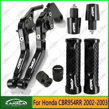 4PCS Handle Grips Cap Brake Clutch Levers Set BLACK For HONDA CBR954RR 2002-2003