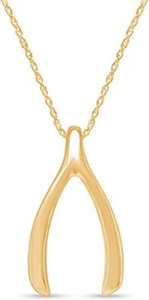 Authentic Wishbone Pendant 18" Necklace 14K Gold Plated 925 Sterling Silver