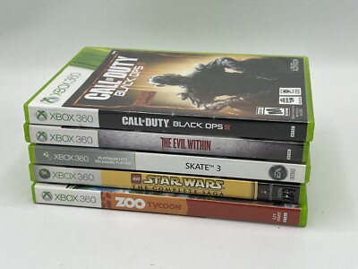 XBOX 360 Bundle of 5 Games Black Ops 3 Star Wars Evil Within Skate 3 Zoo Tycoon
