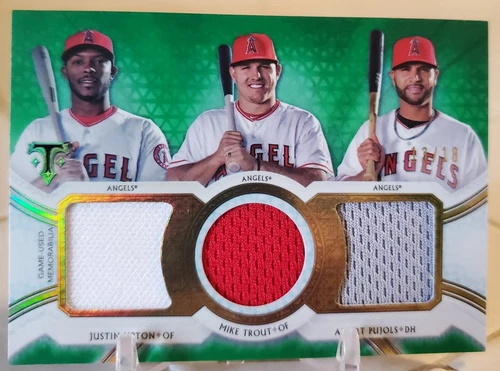 2018 Triple Threads MIKE TROUT ALBERT PUJOLS GW Jersey Card Triple RELIC #/18 SP