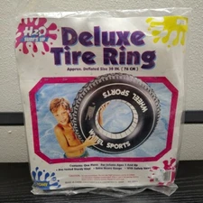 Vintage 90s NOS TONY Deluxe Tire Ring Inflatable Vinyl Swimming Deflated 30” New