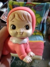 Vintage Rasco Pink Rubber Plastic Crawling Baby Squeaking Toy Japan 1971 4  4.5  