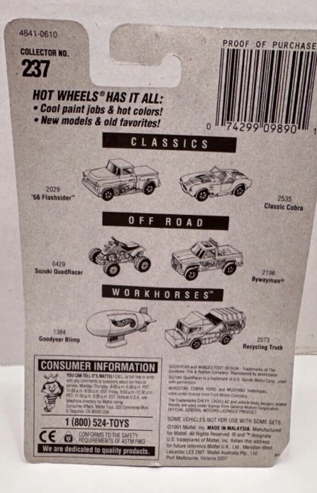 Hot Wheels 1991 #237 Ford Stake Bed Truck Factory Sealed - Image 2 of 2