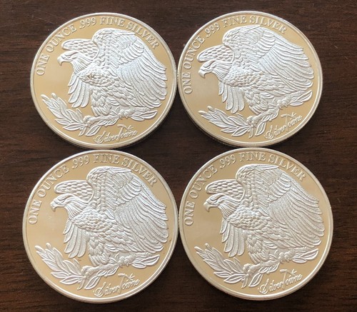 SilverTowne Mint .999 Fine Silver 1 Troy Ounce Saint Gaudens Round Lot of 4🪙