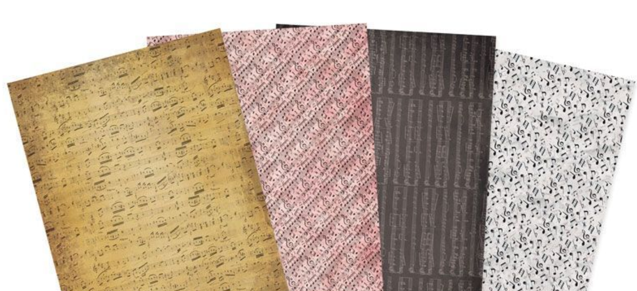 Musical Notes - Essential Paper Packs - A4 - 4 Sheets - Hunkydory
