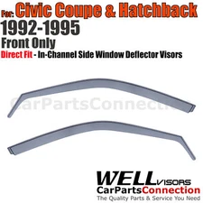 Wellvisors In-Channel Window Visors 2Pcs For Honda Civic Hatchback Coupe 92-1995