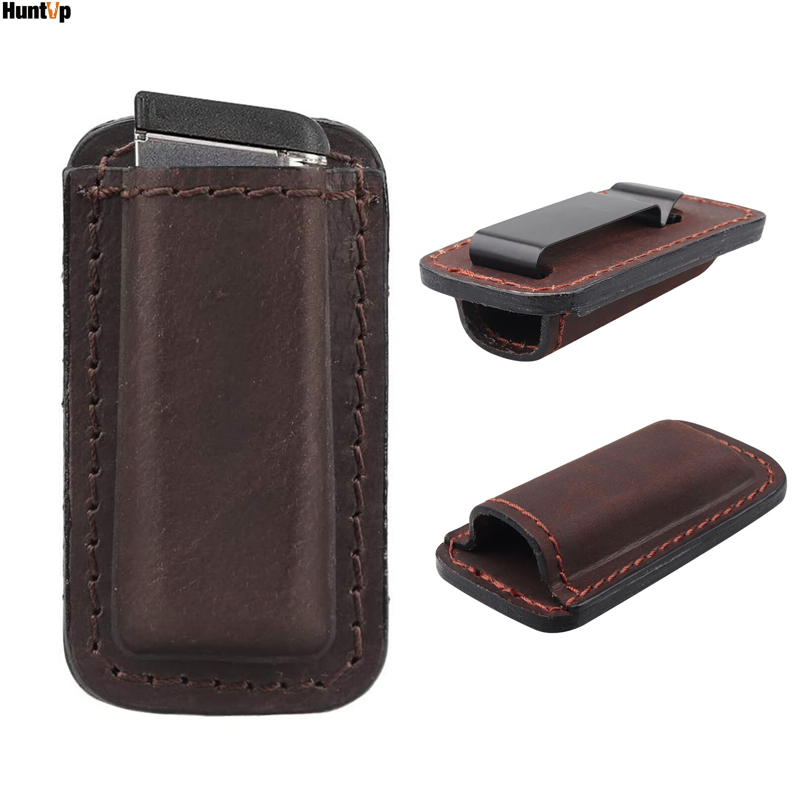Tactical IWB OWB Genuine Leather Magazine Pouch for.380 Single Stack