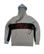 FILA Men's Pullover Elite Hoodie Sweat Jacket Gray Black Size Medium NEW