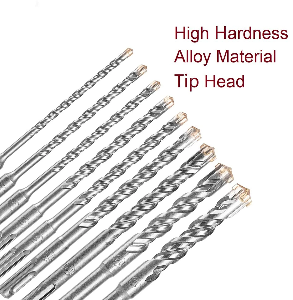 SDS Plus Bohrer Set 9 Stück Betonbohrer 160mm Lang mit 4 Schneiden Hammerbohr... - Bild 4 von 4