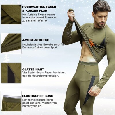 Thermo Kompressionswäsche Herren Set Fleece Warm Winter Ski Sport Unterwäsche