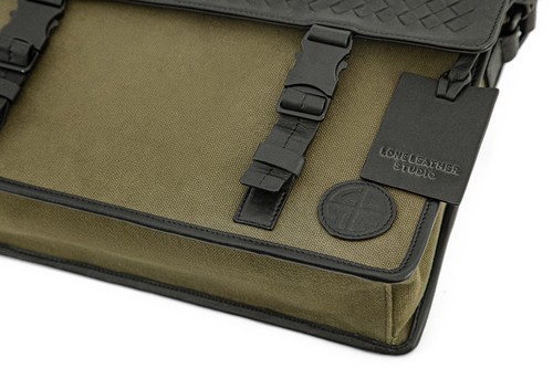 Green Braided Sheep Leather Laptop Bag with Canvas Fabric & Twill Cotton Lining - 第 8/12 張圖片