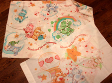 Vintage Care Bears sheets twin flat 1 pillowcase 1982 Bibb rainbows clouds FUC