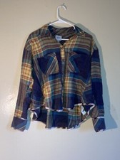 NWT BDG Urban Outfitters Multicolored Button Down High Low Shacket Blouse Size S