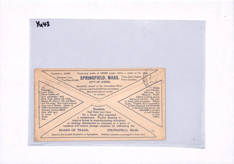 USA Advert Cover *IRON STEEL HARDWARE* Springfield Mass 1900 FLAG Machine YU43 - Image 3 of 4