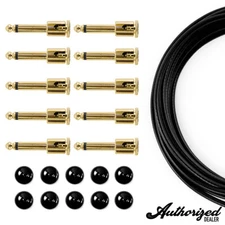 George L's .155 Solderless Pedalboard Cable Black Unplated Brass Kit (10/10/5)