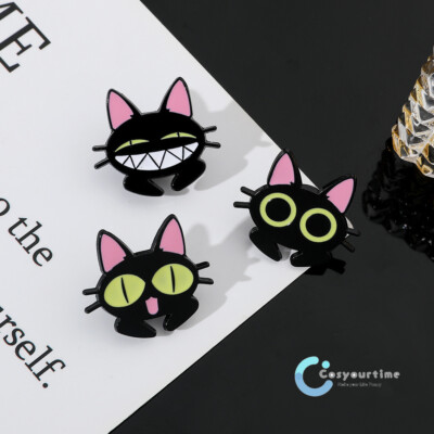 The Legend of LUOXIAOHEI Luo Xiaohei Hei Black Cat Metal Brooch