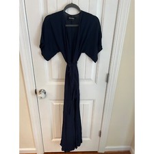 Reformation Navy Winslow Wrap Dress With Short Sleeves XS