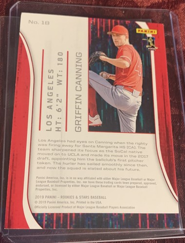 Griffin Canning 2018 Panini Rookie Stars RC SP #d / 50, Card # 18, NY Mets - Picture 3 of 3