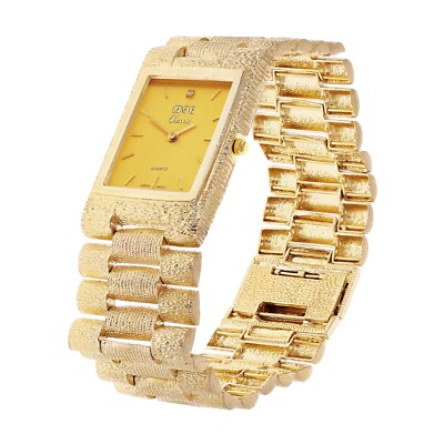 14k Yellow Gold Solid Watch Link Band Geneve w/ Diamond